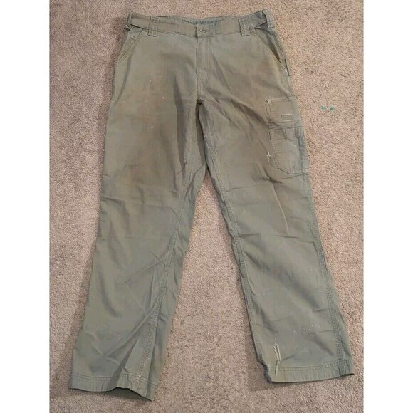 Duluth DuluthFlex Fire Hose Relaxed Fit Distressed Cargo Work Pants Green 38x32 - Picture 1 of 8